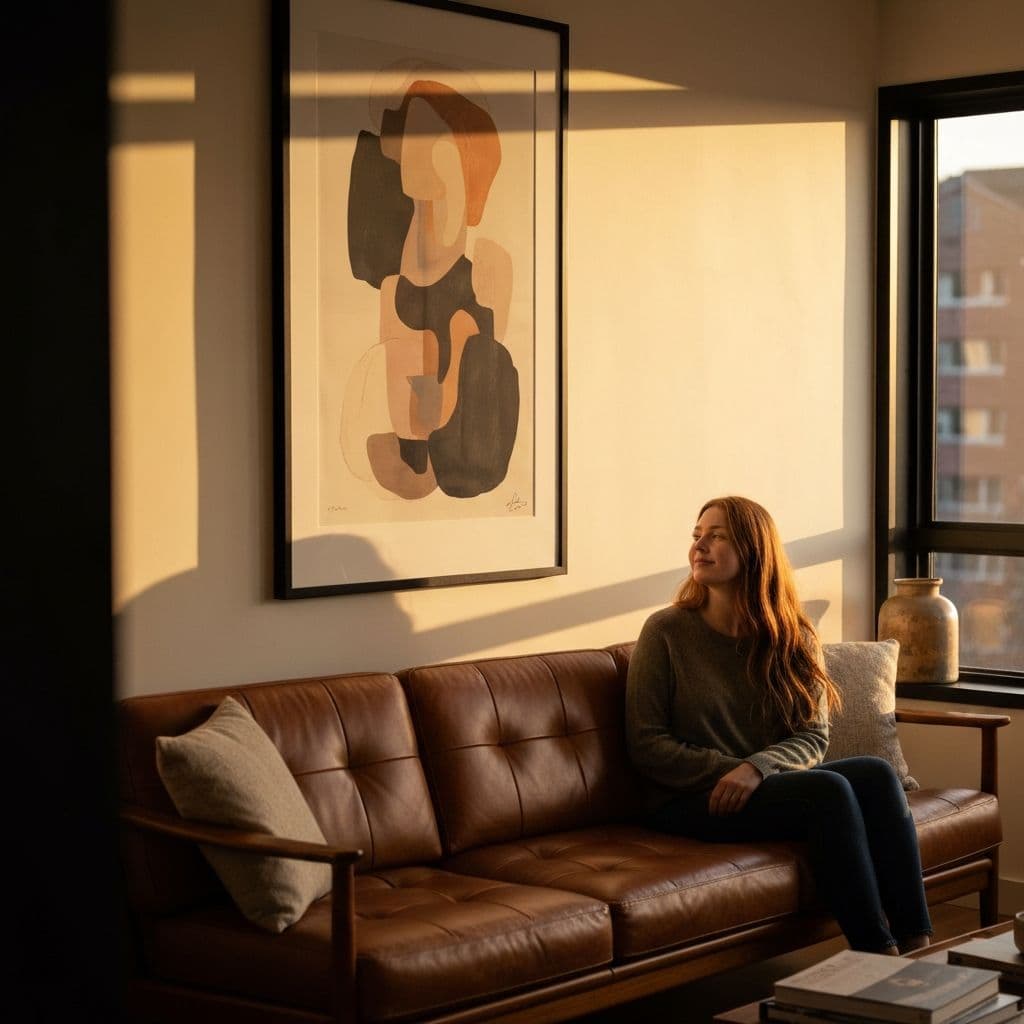 Custom AI wall art in a modern living room