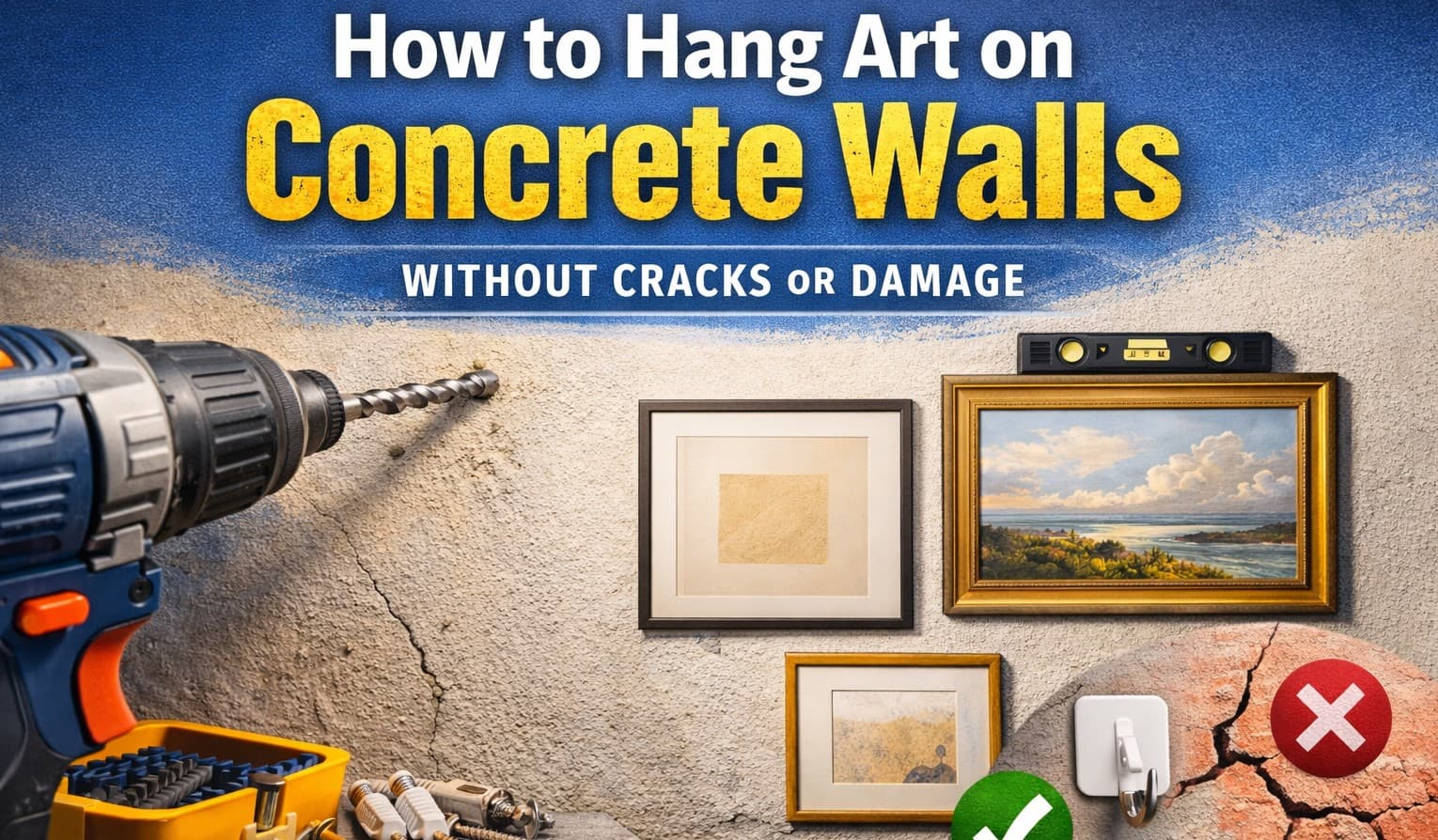 How to Hang Art on Concrete Wall (Without Crilling or Damage)