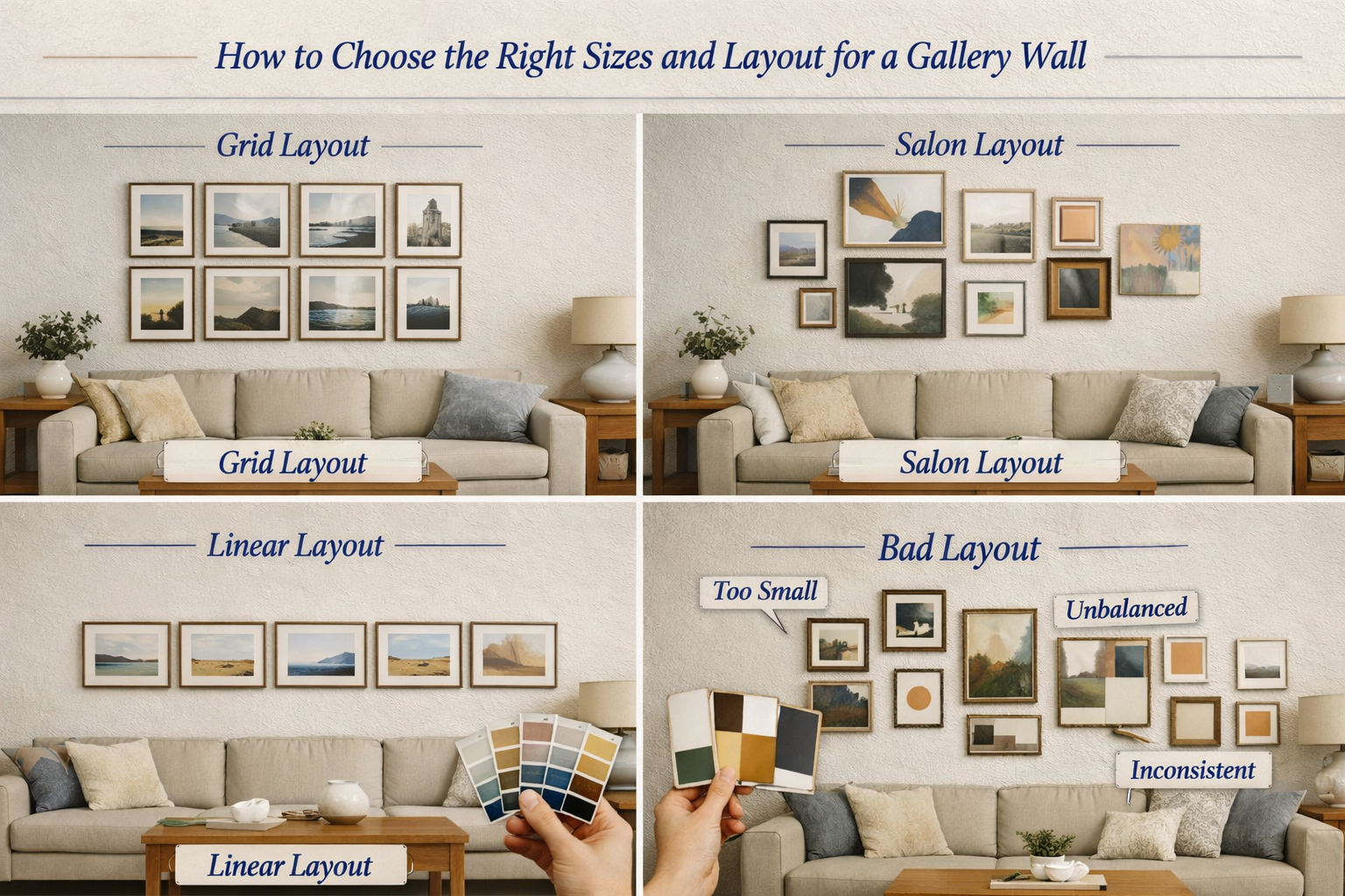 Choosing the Right Sizes and Layout for a Gallery Wall