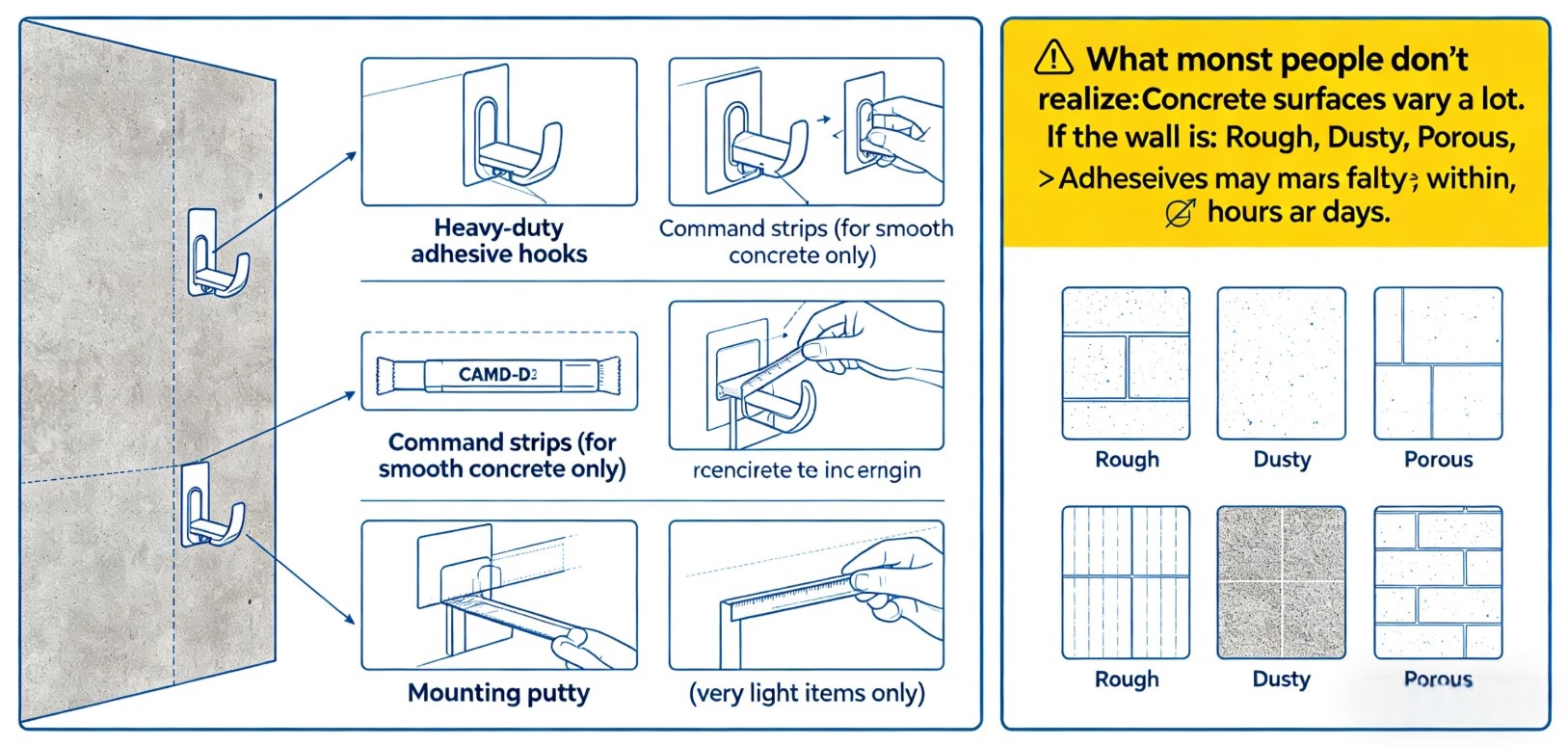 No-Drill Methods for Concrete Walls